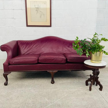 Burgundy Ethan Allen Leather Sofa