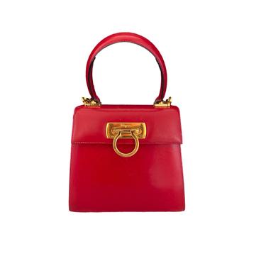 Salvatore Ferragamo Red Structured Top Handle Bag