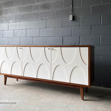 New Hand-Crafted Walnut Credenza with wood relief design - SOLD 