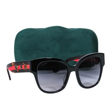 Gucci - Black Oversized Oblong Sunglasses w/ Stripes & Studs