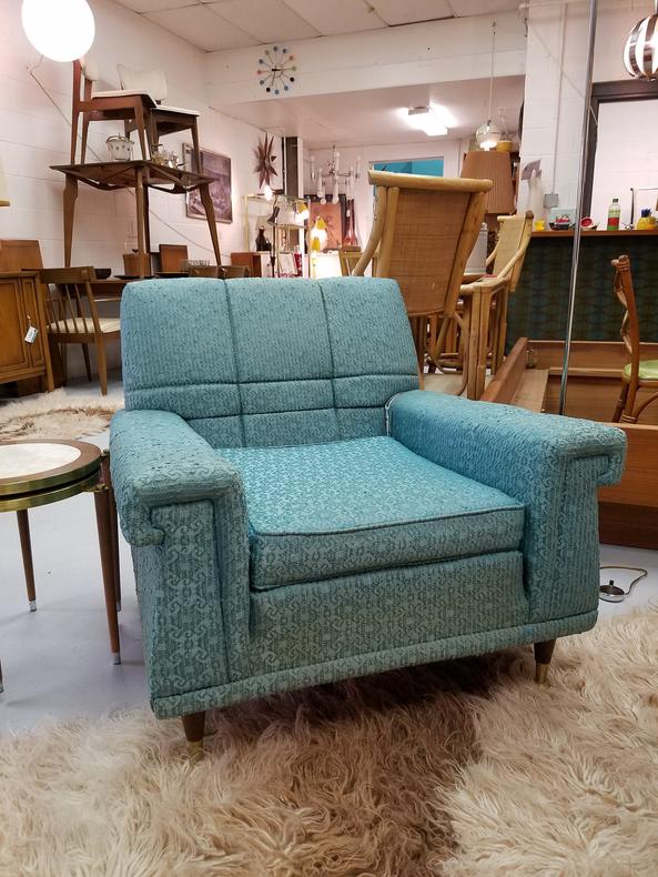 Atomic blue mid-century chair