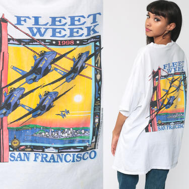San Francisco Shirt 1998 Fleet Week Shirt Jet Plane California Tshirt Graphic Tee 90s Vintage Golden Gate Bridge Extra Large xl xxl 