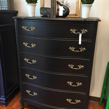 french provincial black dresser Antique Permacraft / Louis XV Style Antique French Country Chest of