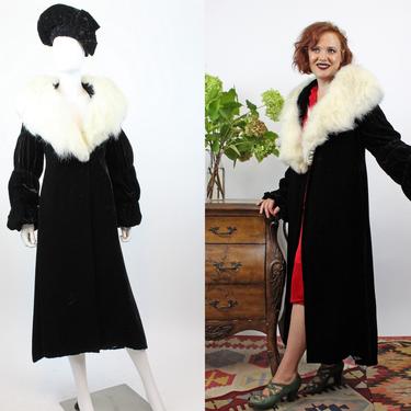 1930s silk velvet fur collar coat small medium  | vintage opera coat new in 