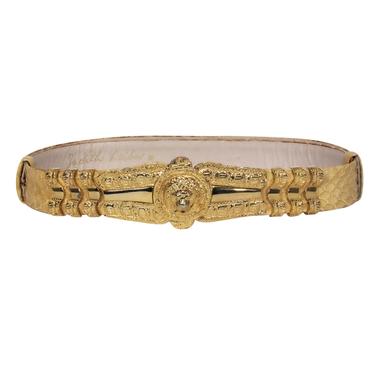 Judith Leiber - Vintage Tan Snakeskin Belt w/ Gold Lion Clasp