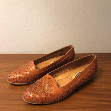 Vintage Woven Leather Loafer Flats 