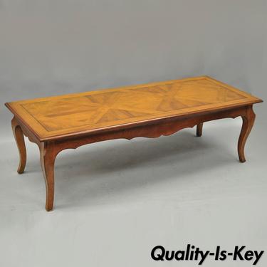 Vtg Country French Louis XV Provincial Solid Wood Parquetry Inlay Coffee Table