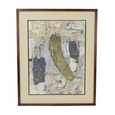 Philip Jones “3 of Us” 1987 Oil Painting Abstract Figures British Artist 