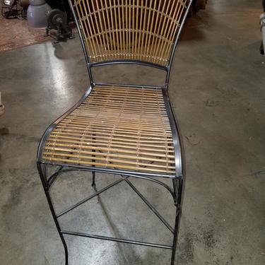 Bamboo and Steel Bar Stool 28.75 x 17 seat to floor, 43 to back