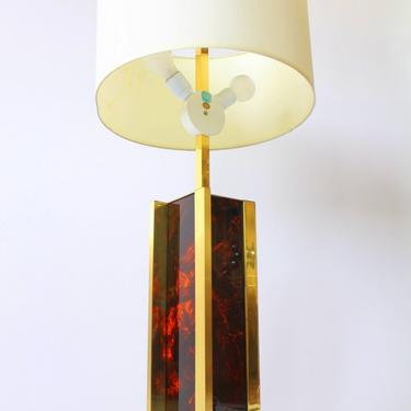 SCIOLARI 38 in. BRASS table lamp with faux tortoise finish mid century 1960 era 