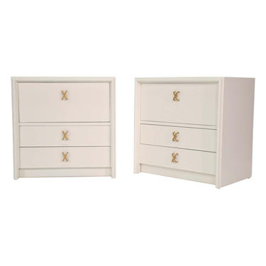 Pair of Paul Frankl White Lacquered Nightstands or Side Tables 
