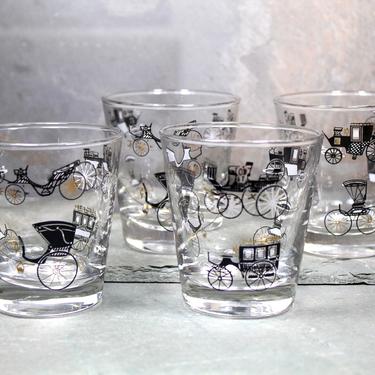 Set of 4 Vintage Libby Lowball Glasses - Mid-Century Barware - Graphic 5oz Glasses - Rat Pack Mid Century Barware | FREE SHIPPING 