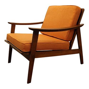 Mid-Century Danish Modern Orange Walnut Lounge Chair 