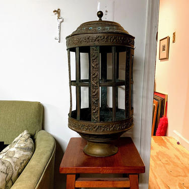 Vintage Brass Cage Street Lamp Light Fixture 