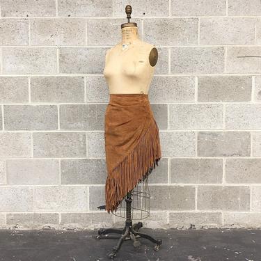 Vintage Skirt Retro 1990s Outerwear by Phoenix + Fringe + Suede + Genuine  Leather + Asymmetrical + Size 11/12 + Womens Bottoms and Apparel 