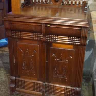 Antique Sewing Machine Cabinet w Carved Detail