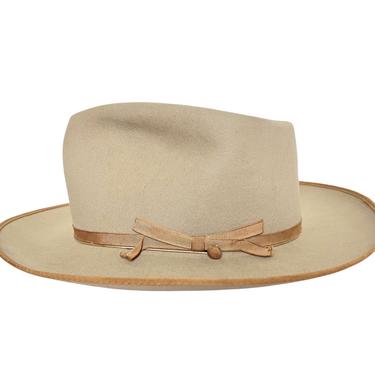Vintage 1950s MALLORY Ten Western Fedora ~ size 7 to 7 1/8 ~ Cowboy Hat ~ Open Road Clone ~ Thin Ribbon ~ 