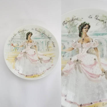 1976 D'Arceau Limoges Porcelain Plate ~ Handpainted Plate for Home Wall Decor ~ Paris High Fashion Model ~ Pink White Victorian Ball Gown 