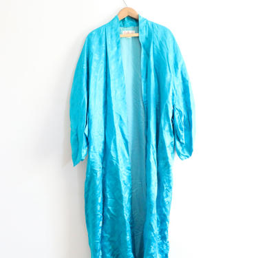 Vintage Turquoise Blue Silk Kimono 