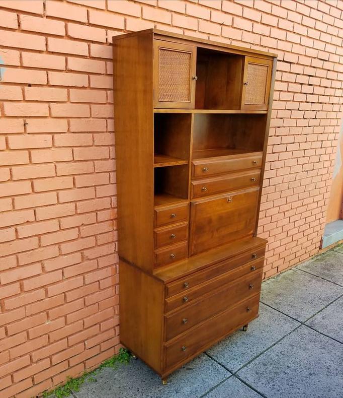 SOLD. Baumritter Cabinet: drop-front desk, 3 drawers, bookcase. 40"wide. $432.