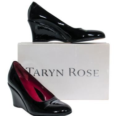 Taryn Rose - Black Patent Leather "Drewal" Wedges Sz 9