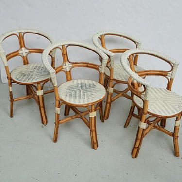 French Wicker and Bamboo Bistro Chairs 
