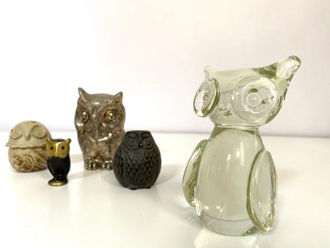 Blown Glass Owl Sculpture Blown Glass Owl Collectible Figurine