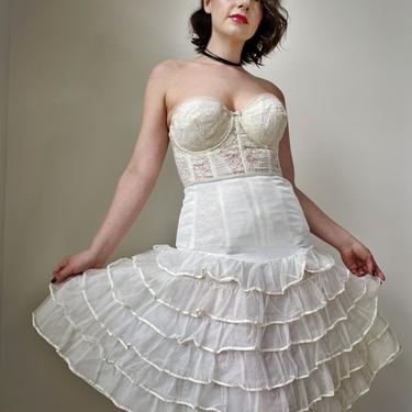 Vintage 50s White Ruffle Bridal Petticoat 