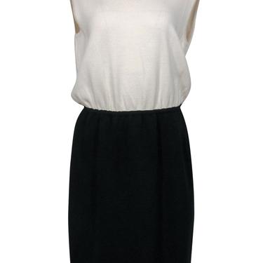 St. John - Ivory & Black Sleeveless Knit Sheath Dress Sz 12