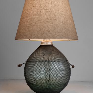 Large Armoured Glass Carboy Lamp