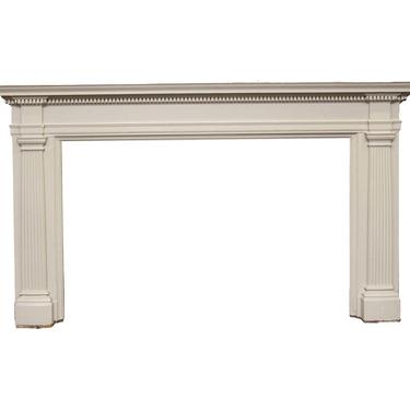 Antique White Wooden Federal Fireplace Mantel