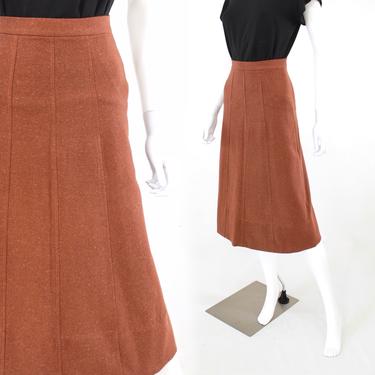 1950s Burnt Umber Brown Soft Wool Skirt - 1950s Brown Skirt - 50s Brown Wool Skirt - 1950s A- Line Skirt - Vintage Brown Skirt | Size Small 