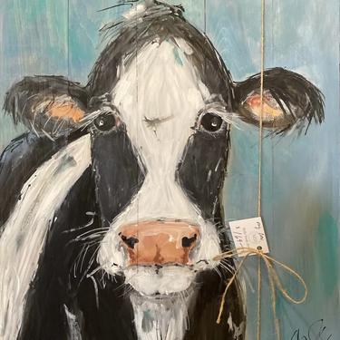 Black &amp; White Cow Painting