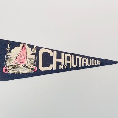 Vintage Chautauqua New York Souvenir Pennant 