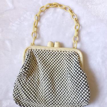 Vintage Art Deco Celluloid Handbag | 30s 40s Whiting and Davis AluMesh Purse by blindcatvintage
