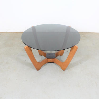 Mid Century Danish Modern Odd Knutsen Glass Top Coffee Table 
