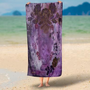 Floral Beach Bathroom Towel ~ Whimsical Spring Flowers ~ Flower Towels ~ Flower Bath Decor ~ Bath Beach Towel ~ Beach House ~ Original Art 