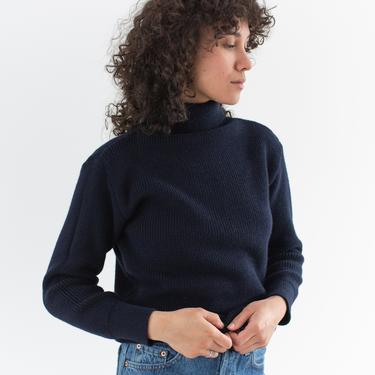 The Castine Sweater | Vintage Navy Blue Wool Turtleneck Sweater | Roll Neck Knit Jumper | Military | S M 