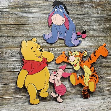 1980s Vintage Winnie the Pooh &amp; Friends Wall Hanging, Tigger Piglet Eeyore, Nursery Childs Room, Retro Walt Disney Co., Pressed Board Decor 