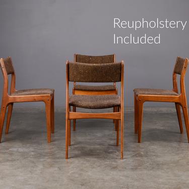 4 Danish Modern Dining Chairs Teak w/ Custom Upholstery Incl 