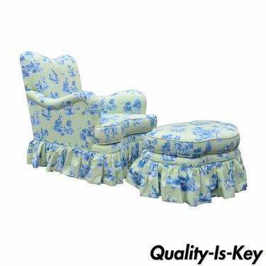 Drexel Heritage Vera Bradley Rolled Arm French Country Club Chair &amp; Ottoman