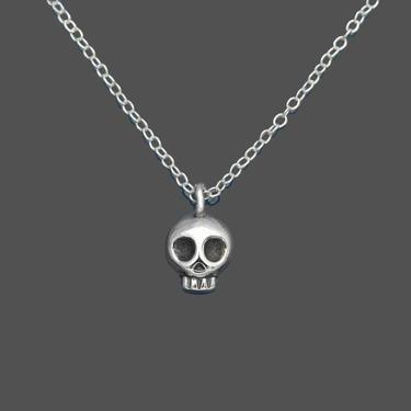 Life is Short_Sterling Silver Skull Dainty Necklace 18in by LeChalet