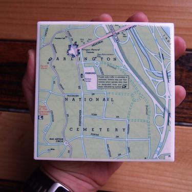 1981 Arlington National Cemetery Map Coaster. Arlington Map. Virginia Vintage Map. JFK Memorial. US History Gift. Military History Décor. 
