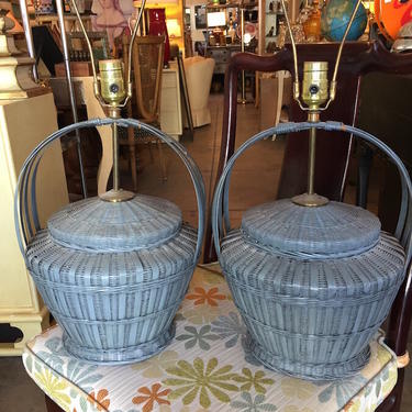 A Tisket, A Tasket | Pair of Vintage Basket Lamps