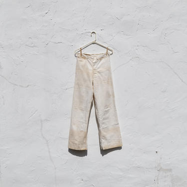 1930's white naval pants | work wear | high rise waist | wide leg | vintage 