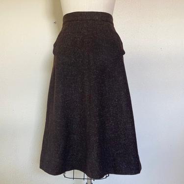 1950s Brown tweed wool a-line skirt 