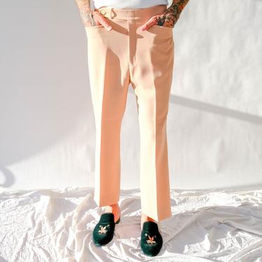 Vintage 1970s The Knack Pale Coral Pink High Waisted Flare Leg Leisure Slacks | UNWORN NWOT | 1970s Designer Golf, Disco Era Polyester Pants 