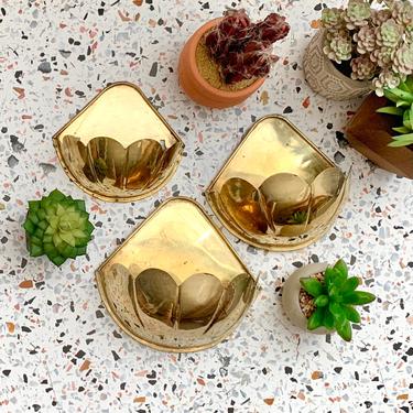 Vintage Wall Pockets, Brass Planter, Set 3 Wall Decor, Sustainable Living, Vintage 70s 80s 