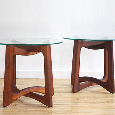 Adrian Pearsall Walnut & Glass Side Tables