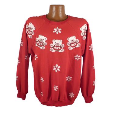 Ugly Christmas Sweater Vintage Sweatshirt Scene Bears Party Xmas Tacky Holiday 